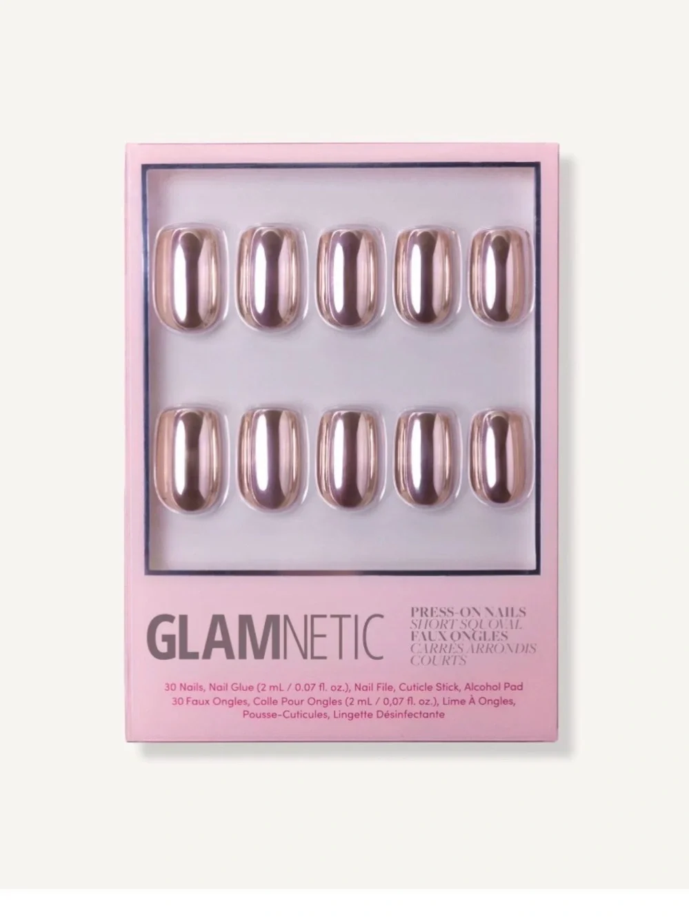 2 Glamnetic Press-On Nail Sets – Neon lights & Rose Gold